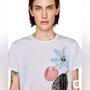 Zara W/B Women’s 3D Patchwork Slim Fit Baby T-shirt Size Small